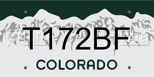 T172BF Colorado License Plate