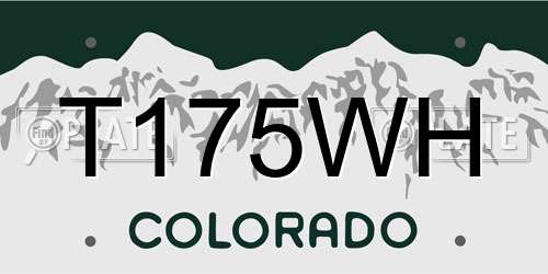 T175WH Colorado License Plate