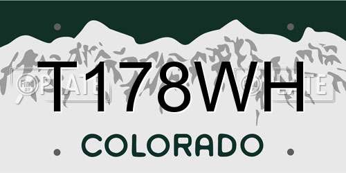 T178WH Colorado License Plate