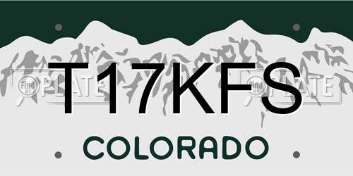T17KFS Colorado License Plate