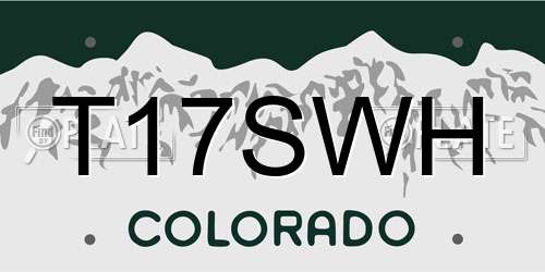 T17SWH Colorado License Plate