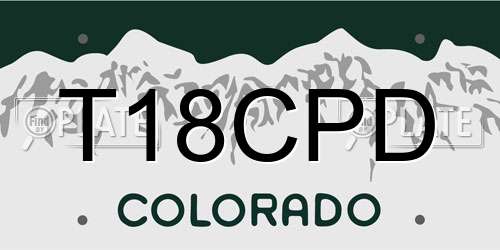 T18CPD Colorado License Plate