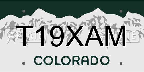 T19XAM Colorado License Plate