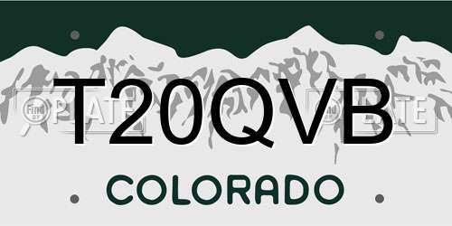 T20QVB Colorado License Plate