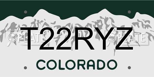 T22RYZ Colorado License Plate