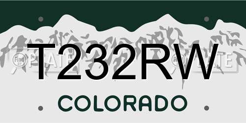 T232RW Colorado License Plate