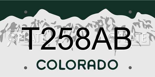 T258AB Colorado License Plate
