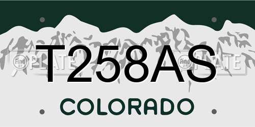 T258AS Colorado License Plate