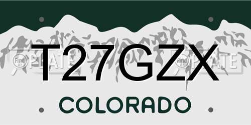 T27GZX Colorado License Plate