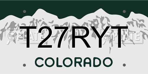 T27RYT Colorado License Plate