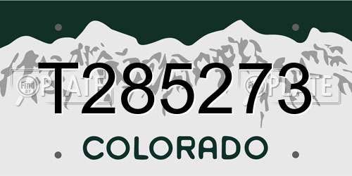 T285273 Colorado License Plate