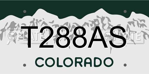 T288AS Colorado License Plate