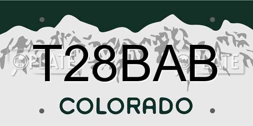 T28BAB Colorado License Plate
