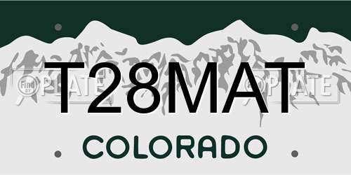 T28MAT Colorado License Plate