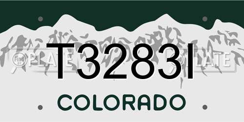 T3283I Colorado License Plate