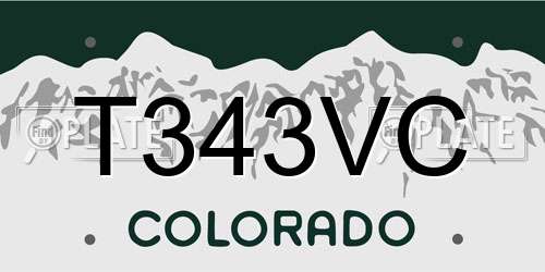 T343VC Colorado License Plate
