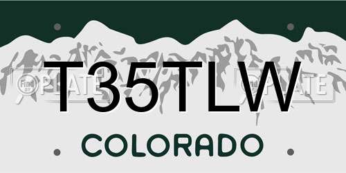 T35TLW Colorado License Plate