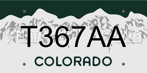 T367AA Colorado License Plate