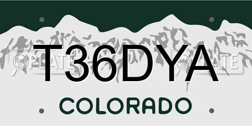 T36DYA Colorado License Plate