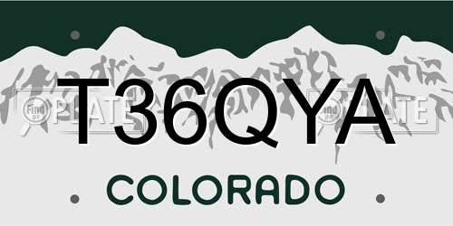 T36QYA Colorado License Plate