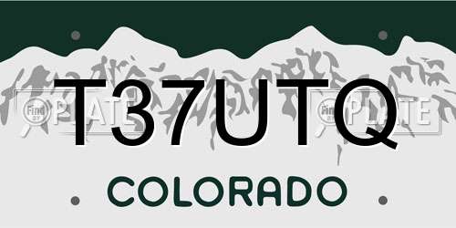 T37UTQ Colorado License Plate