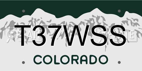 T37WSS Colorado License Plate