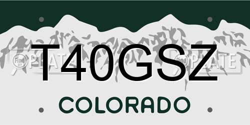 T40GSZ Colorado License Plate