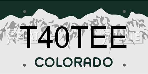 T40TEE Colorado License Plate
