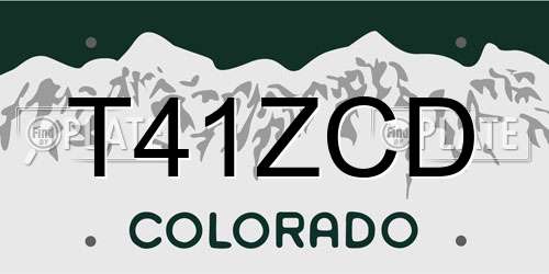 T41ZCD Colorado License Plate