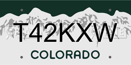 T42KXW Colorado License Plate
