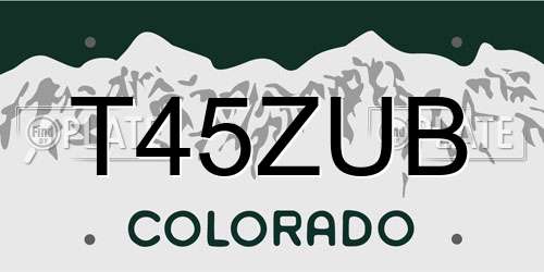 T45ZUB Colorado License Plate