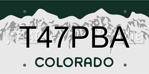 T47PBA Colorado License Plate