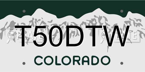 T50DTW Colorado License Plate