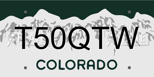 T50QTW Colorado License Plate