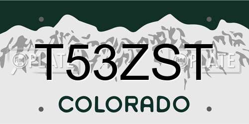 T53ZST Colorado License Plate