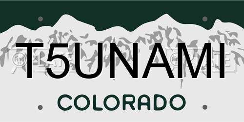 T5UNAMI Colorado License Plate