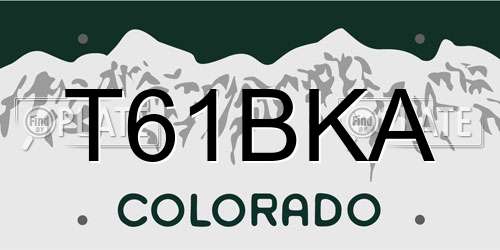 T61BKA Colorado License Plate