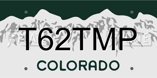 T62TMP Colorado License Plate