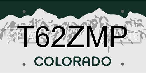 T62ZMP Colorado License Plate