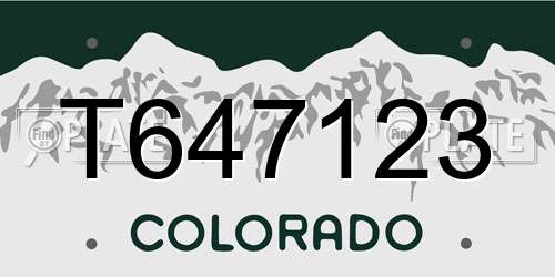 T647123 Colorado License Plate
