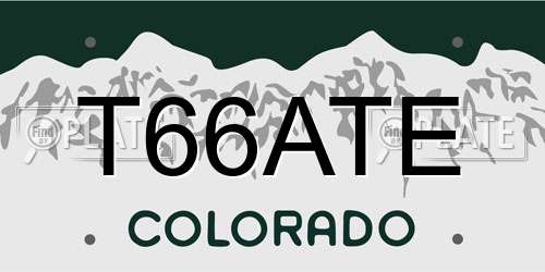 T66ATE Colorado License Plate
