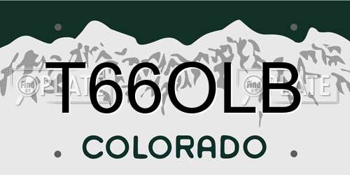 T66OLB Colorado License Plate