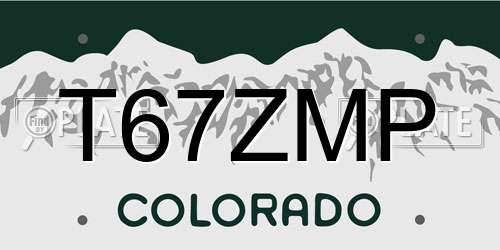T67ZMP Colorado License Plate