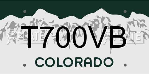 T700VB Colorado License Plate