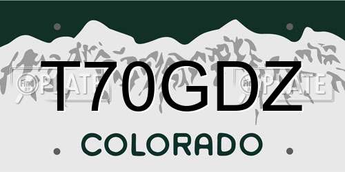 T70GDZ Colorado License Plate