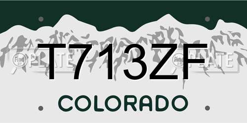 T713ZF Colorado License Plate