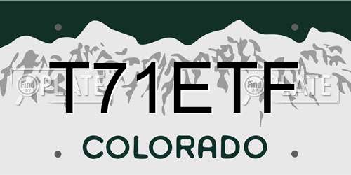 T71ETF Colorado License Plate