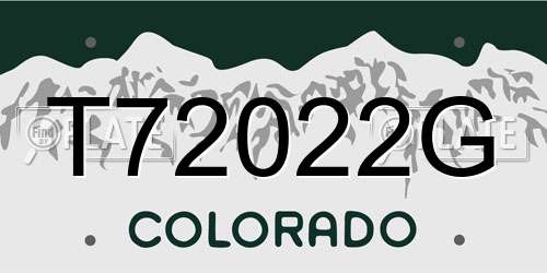 T72022G Colorado License Plate