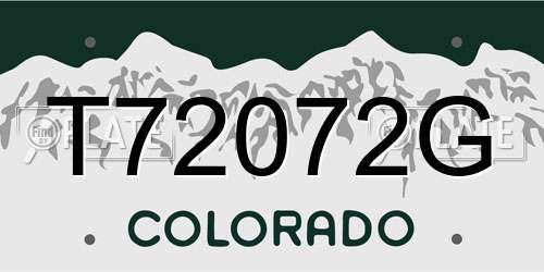 T72072G Colorado License Plate