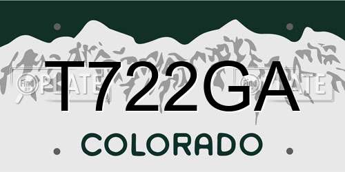T722GA Colorado License Plate
